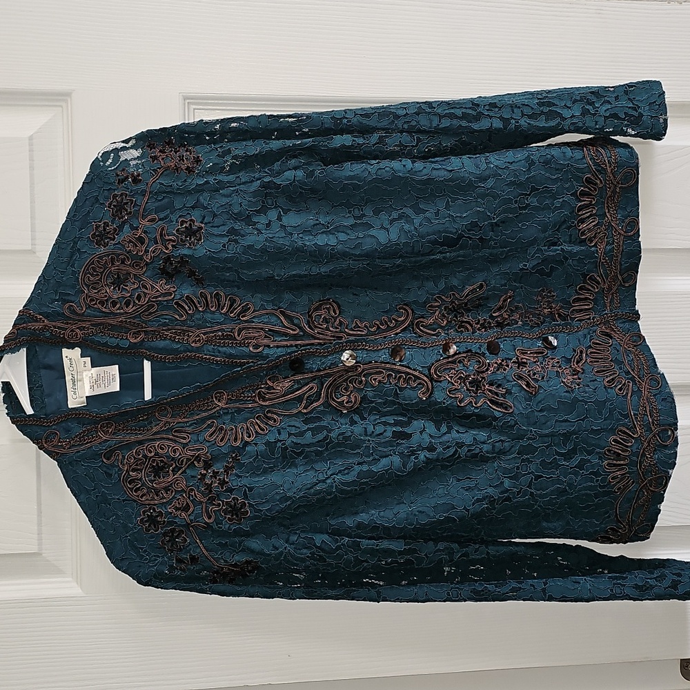 VINTAGE Coldwater Creek Dark Teal Lace Blazer